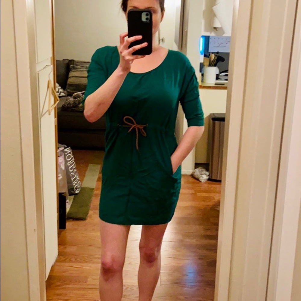 Zara green drawstring dress